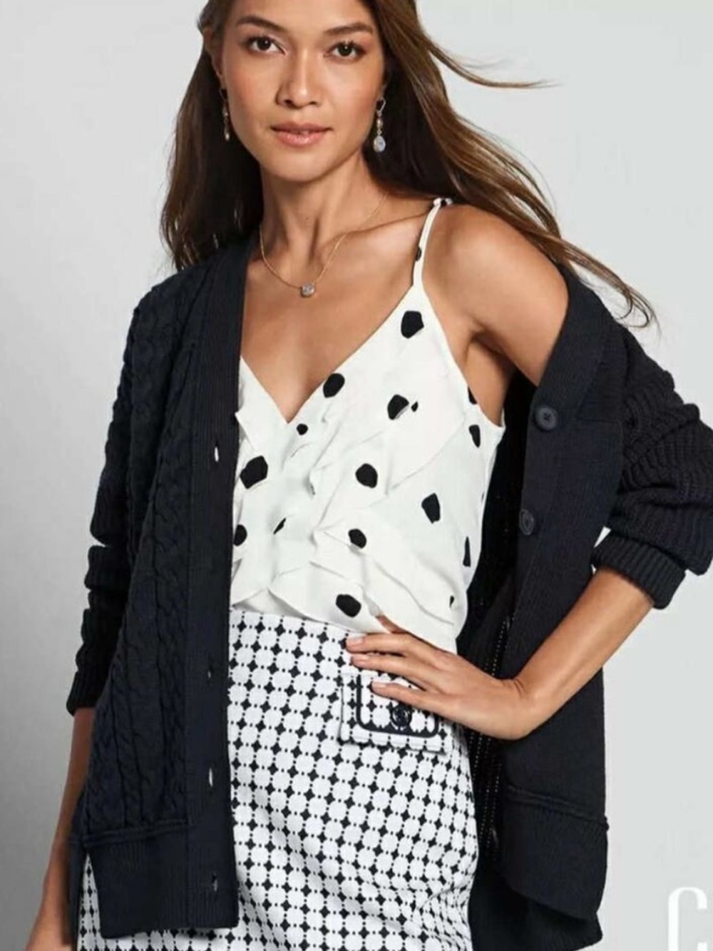 Cabi 6443 Textbook Blue Cardigan Sweater Buttons Academic Grandpa Size Small